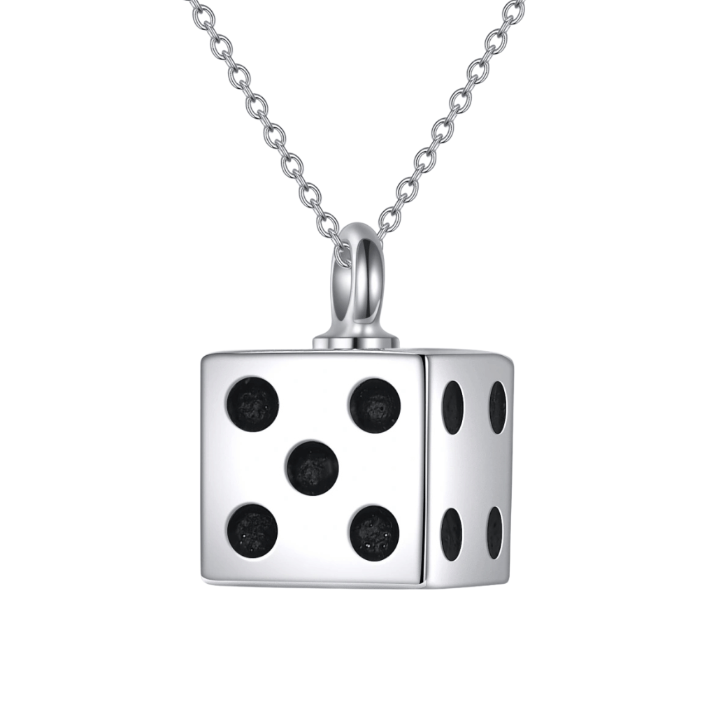 Dice Cremation Necklace Sterling Silver