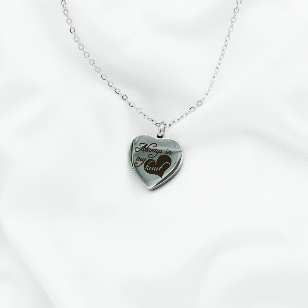 Always In My Heart Cremation Necklace Stainless Steel