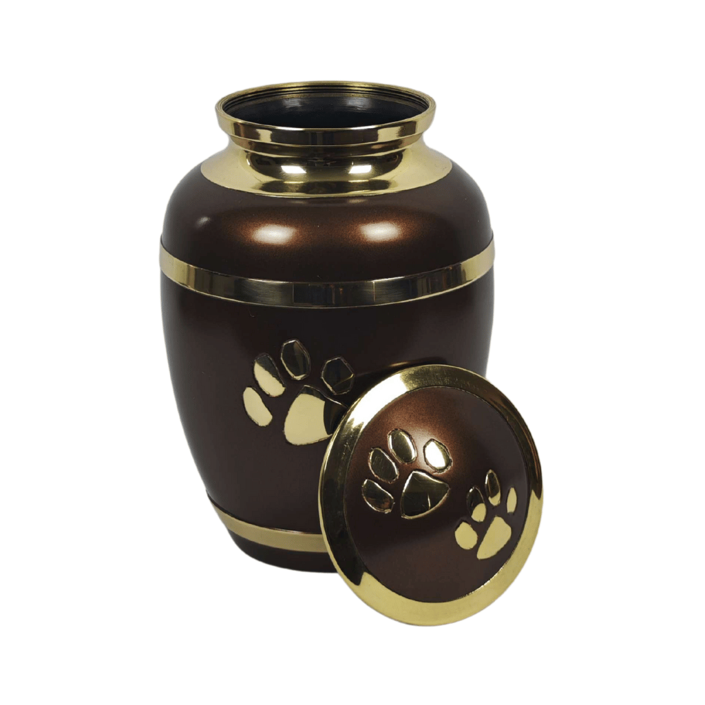 Brass Paw Prints Small Cremation Urn