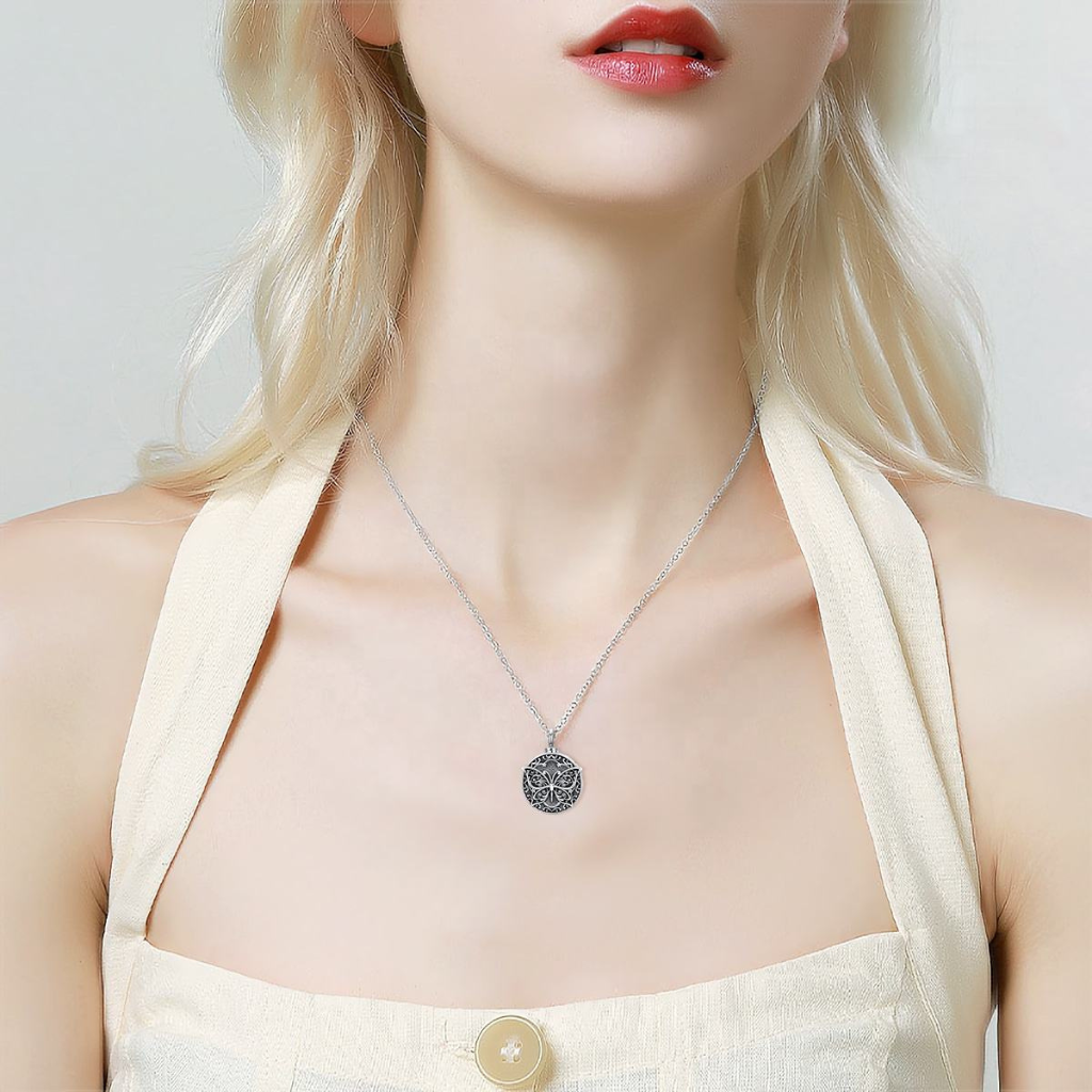 Intricate Butterfly Cremation Necklace Sterling Silver