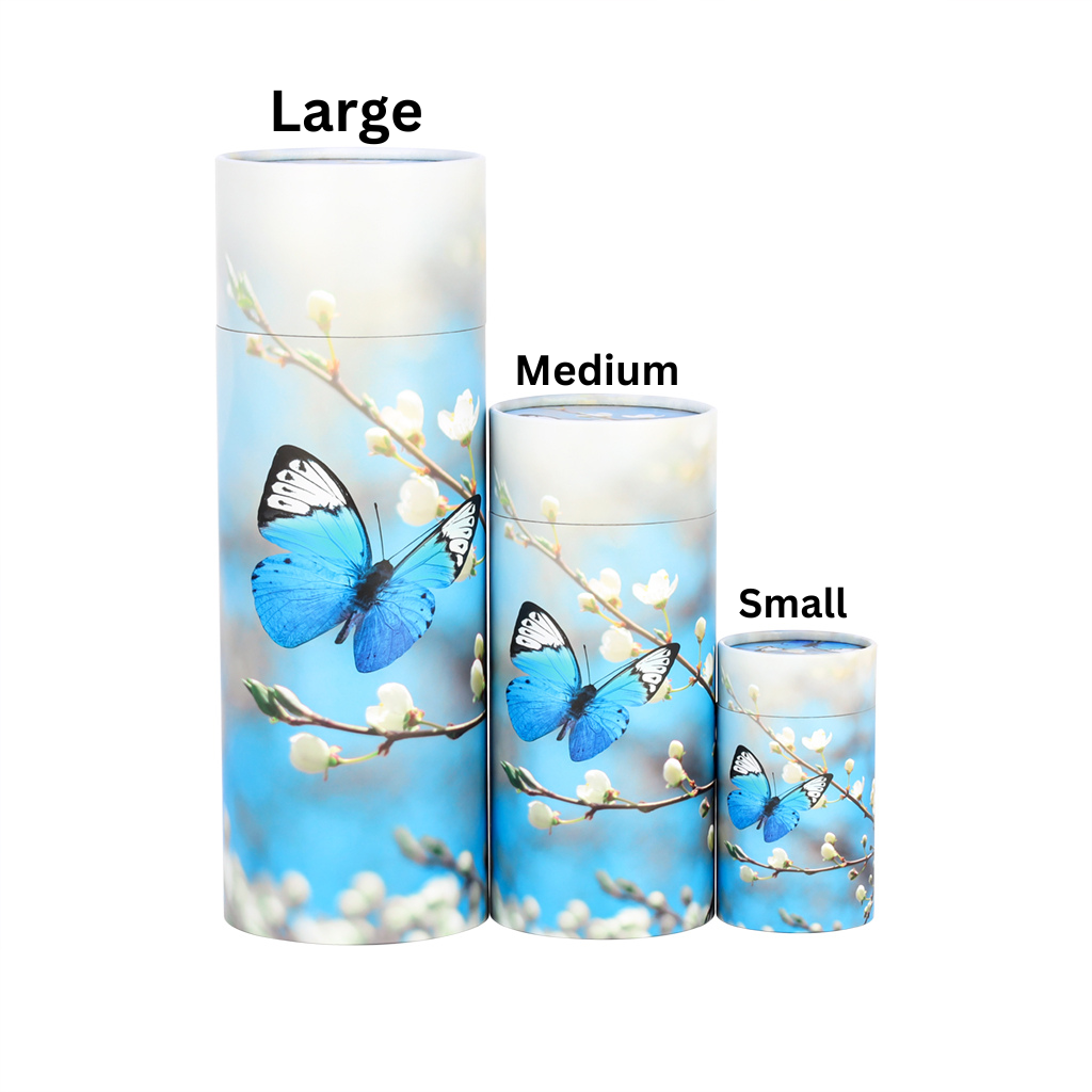 Blue Butterfly Paper Scattering Tube