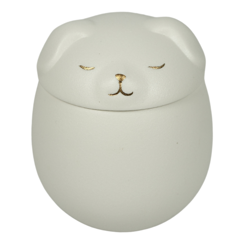 White canine companion ceramic urn