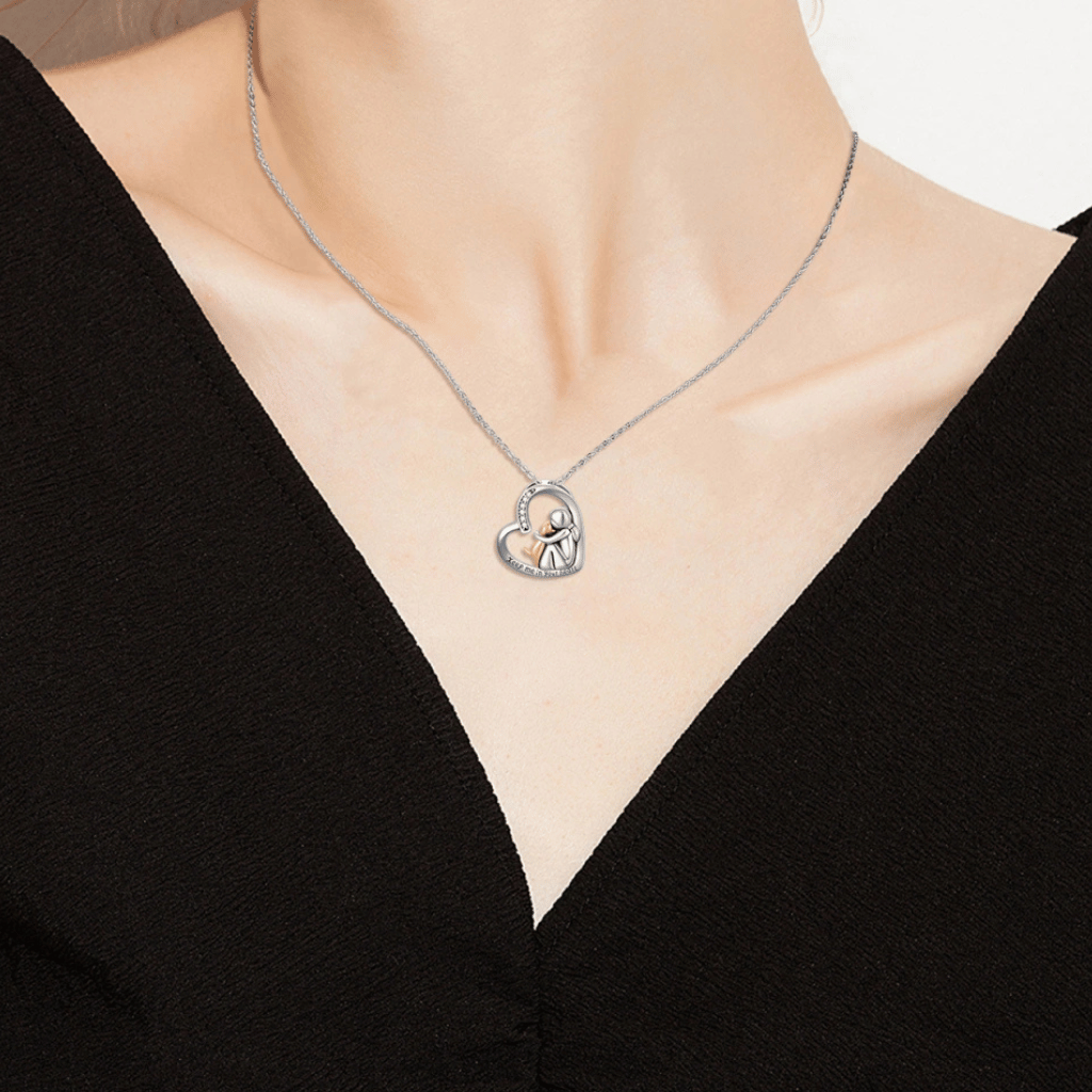 Dog Heart Embrace Gold Plated Cremation Necklace Sterling Silver
