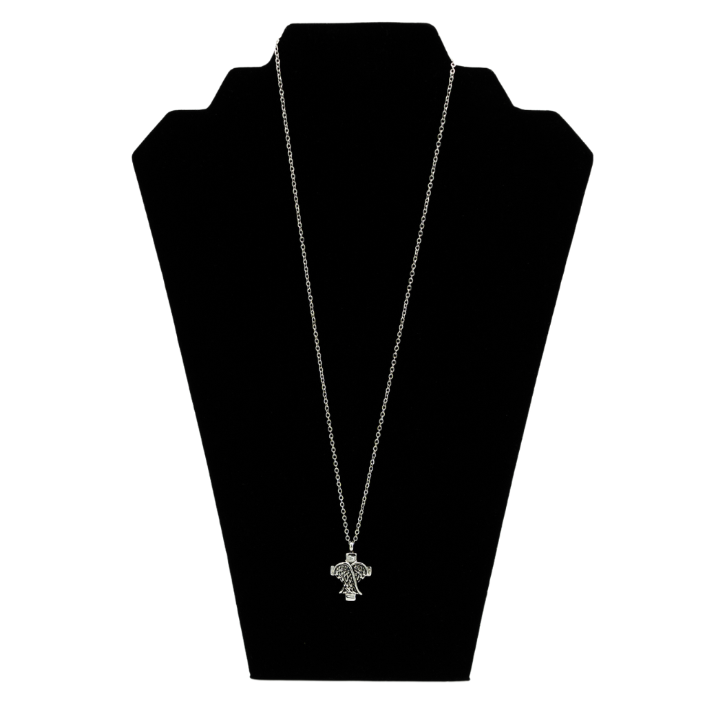 Wing Cross Cremation Necklace Stainless Steel