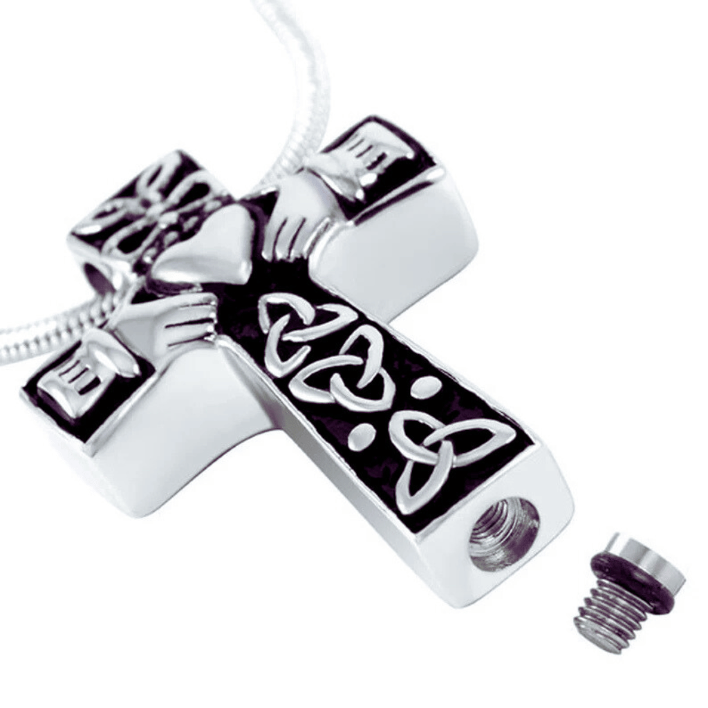 Runic Cross Cremation Necklace Stainless Steel