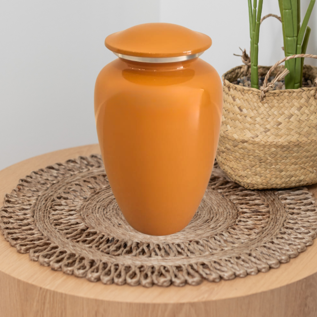 Orange Aluminium Urn