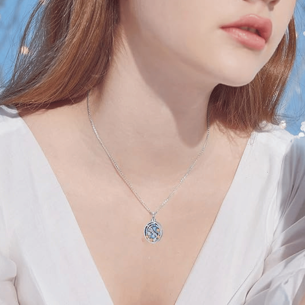 Abalone Dragonfly Flowers Cremation Necklace Sterling Silver