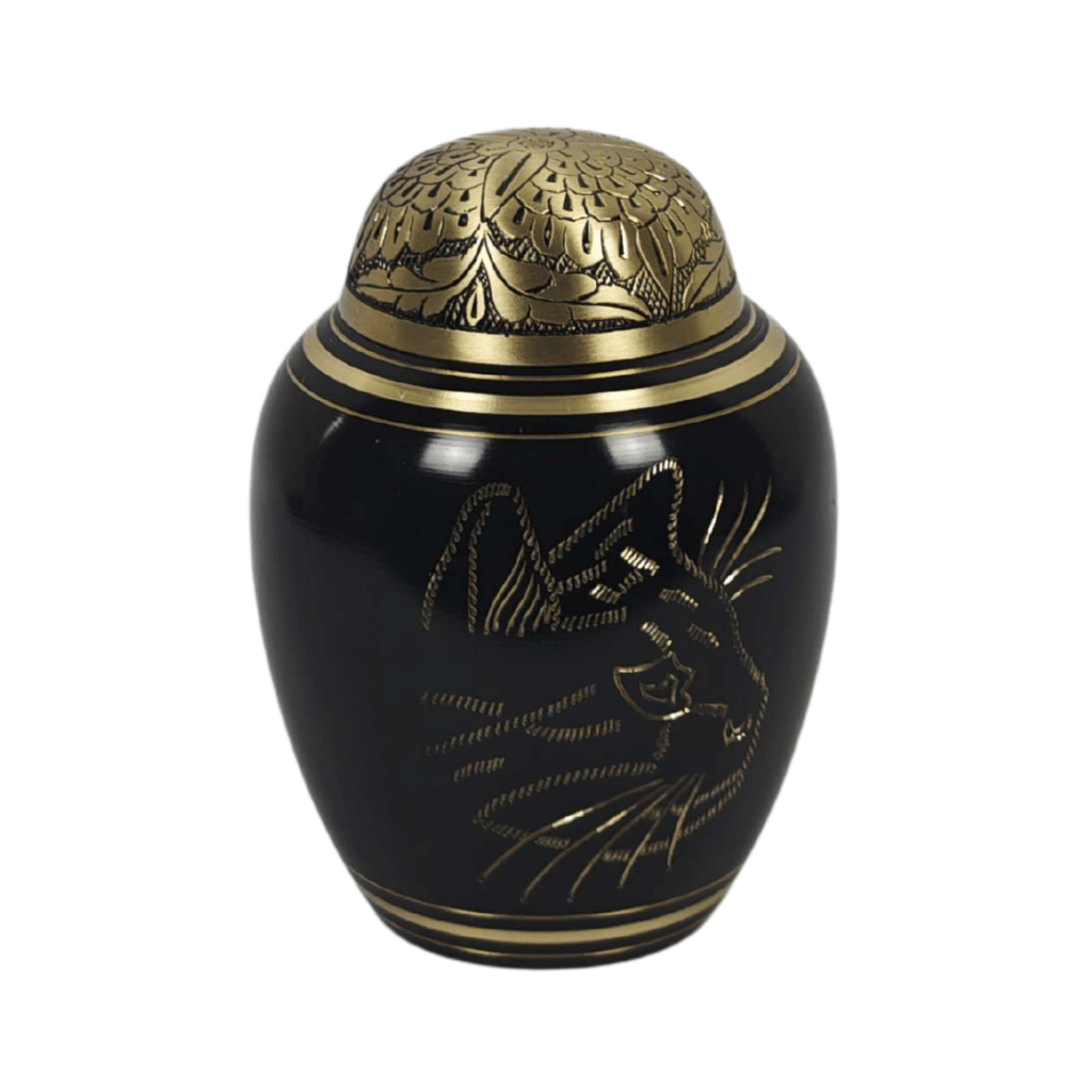 Brass Cat Small Cremation Urn