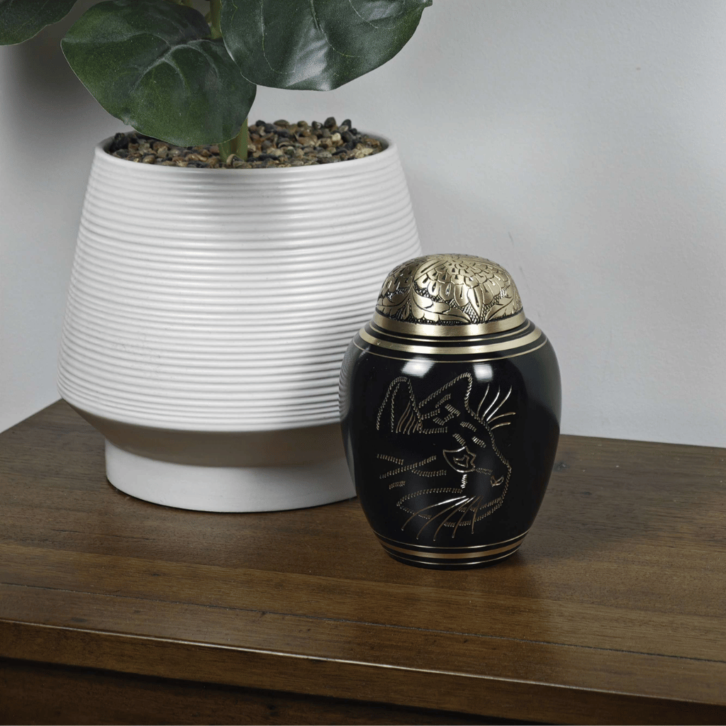 Brass Cat Small Cremation Urn