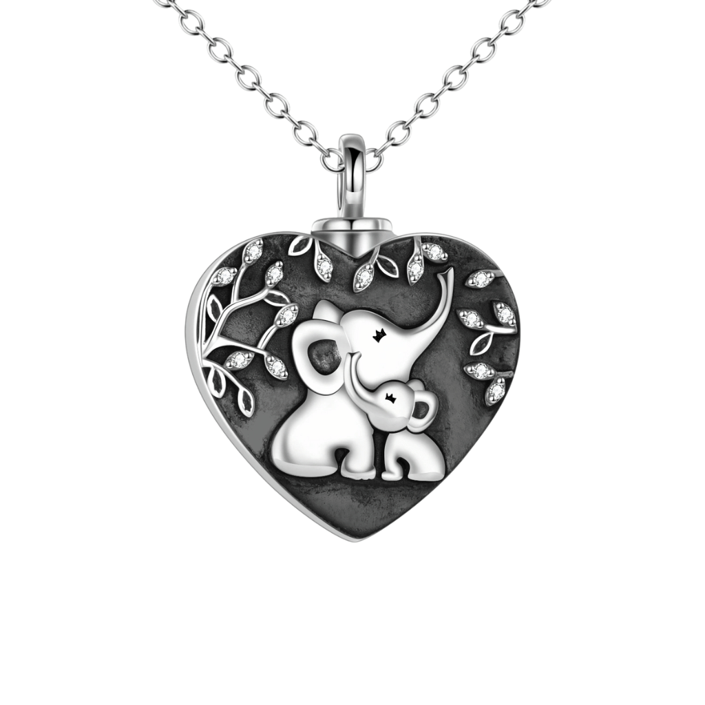 Elephants Heart Cremation Necklace Sterling Silver
