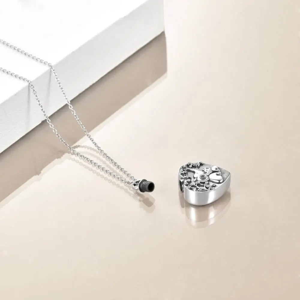Elephants Heart Cremation Necklace Sterling Silver