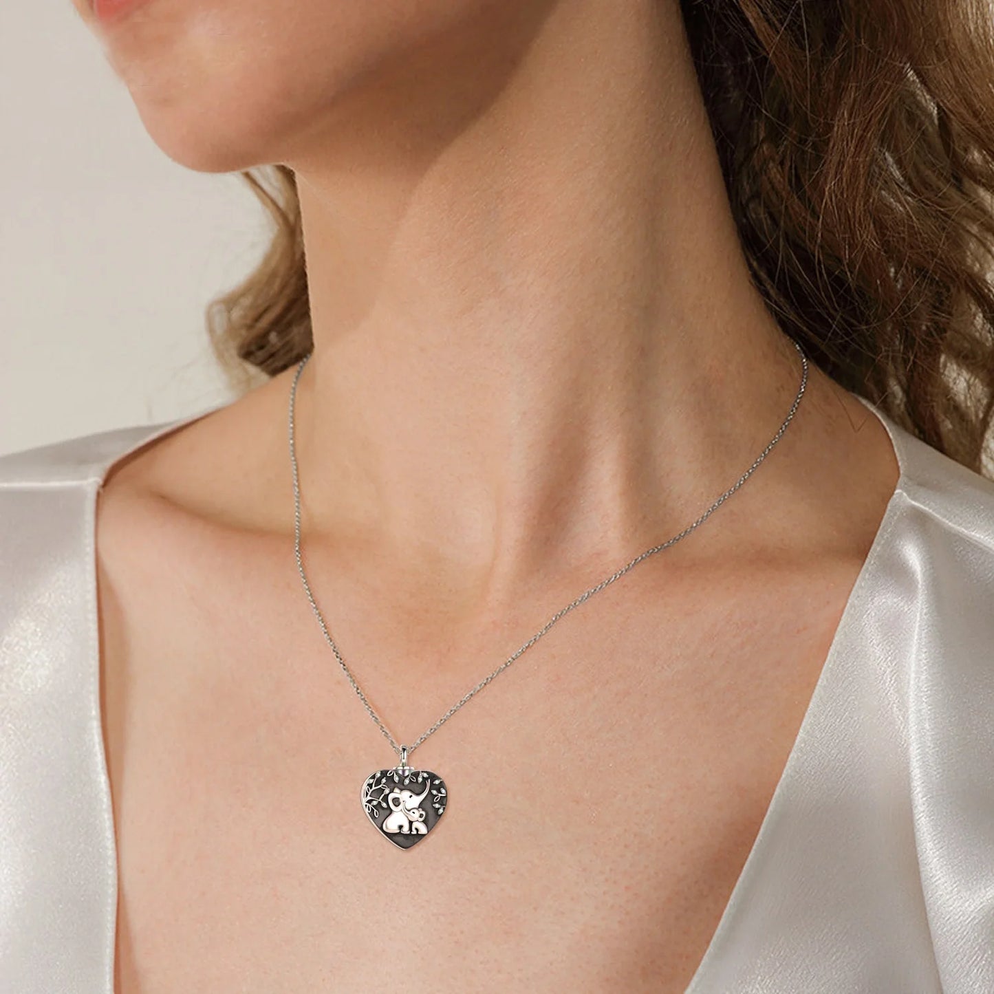 Elephants Heart Cremation Necklace Sterling Silver