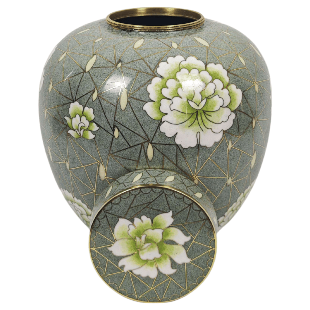 Floral Green Cloisonne Urn