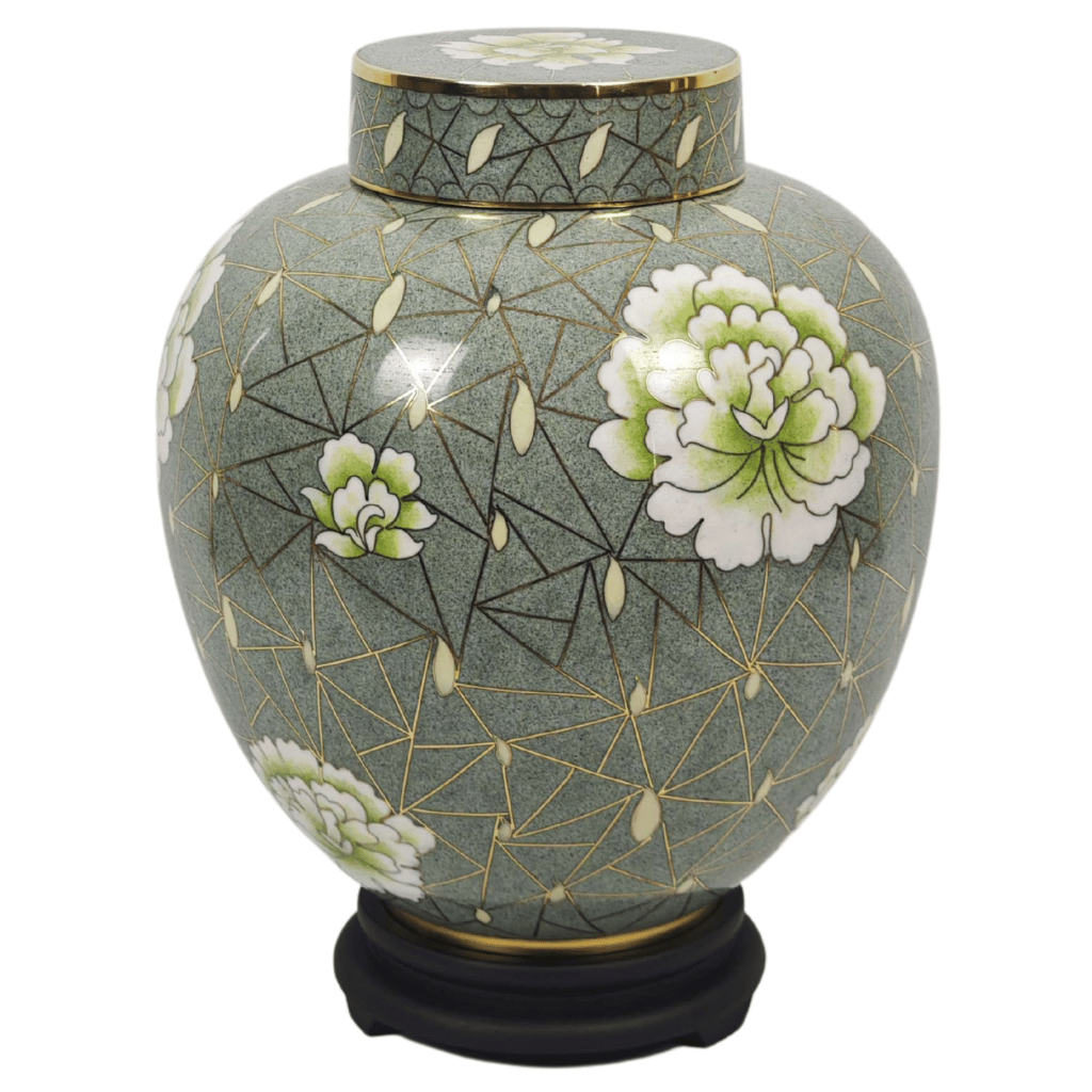 Floral Green Cloisonne Urn