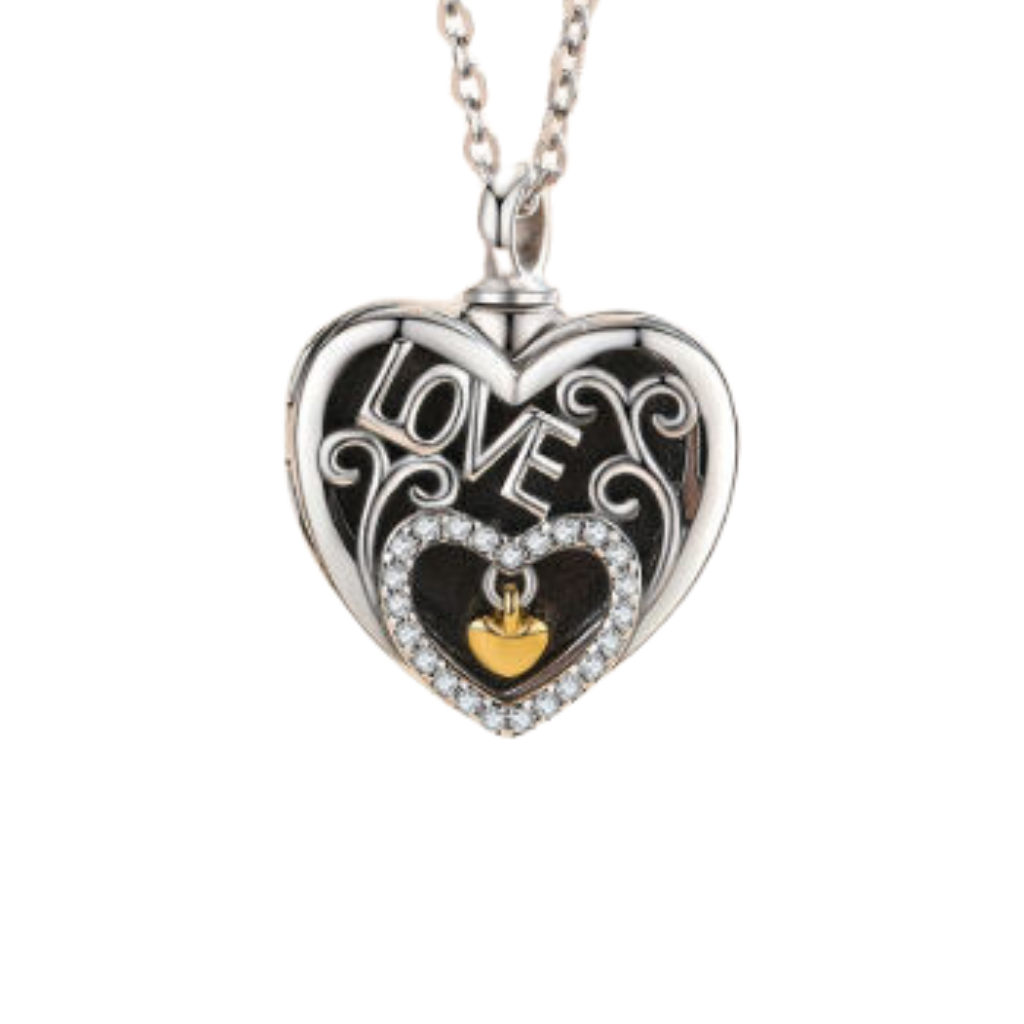 Love Heart Cremation Locket Sterling Silver