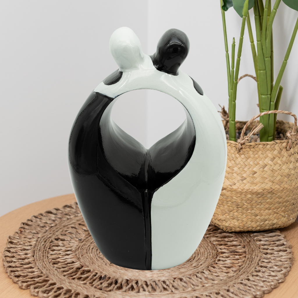 Black White Embrace Companion Aluminium Urn