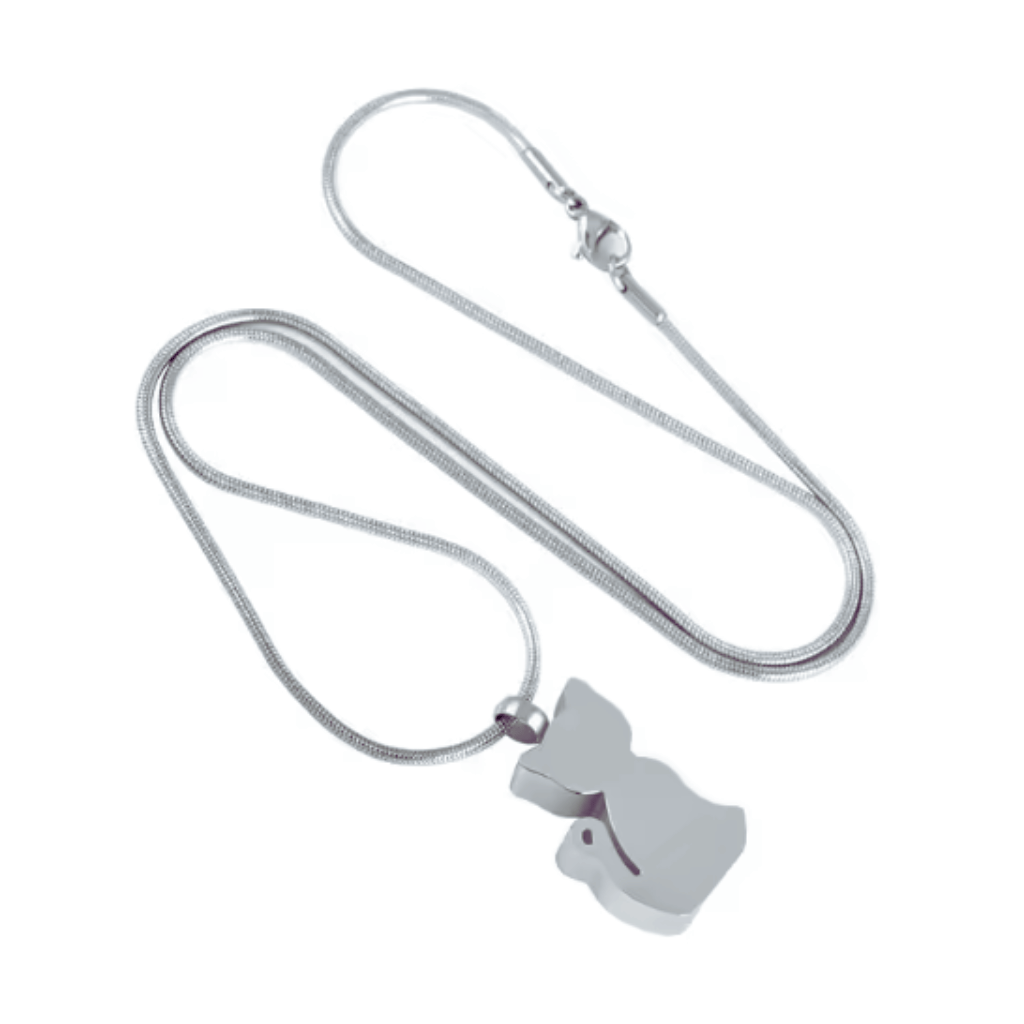 Cat Cutout Cremation Necklace Stainless Steel