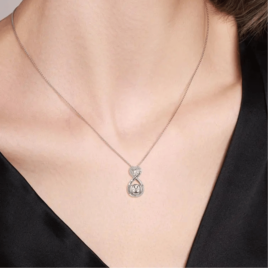 Infinity Dog Cremation Necklace Sterling Silver