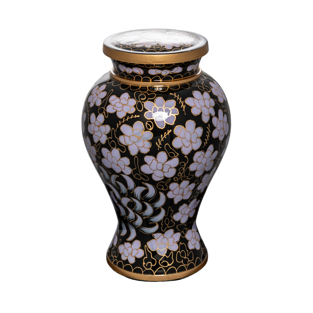 Hand Painted Purple Floral Aluminium Urn