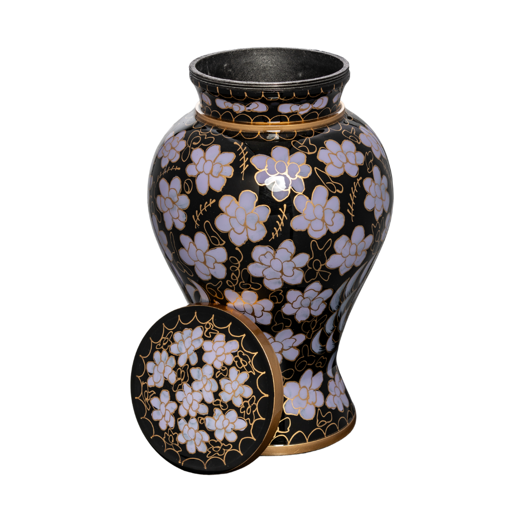 Hand Painted Purple Floral Aluminium Urn