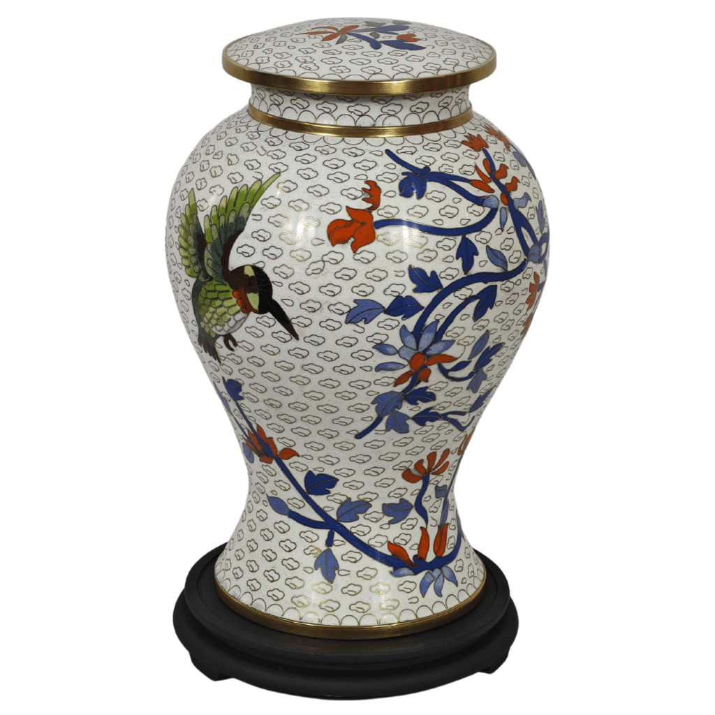 Hummingbird in Clouds Cloisonne Urn