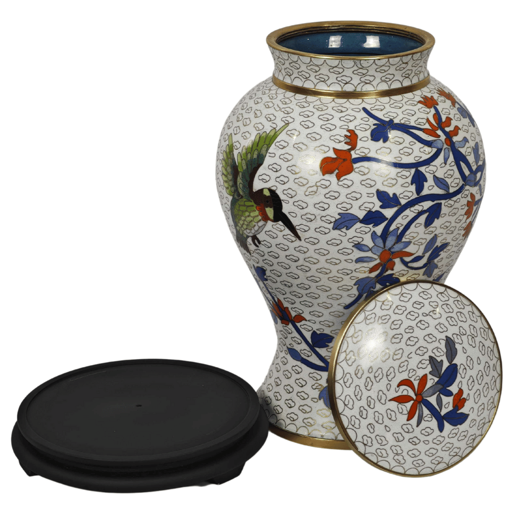 Hummingbird in Clouds Cloisonne Urn