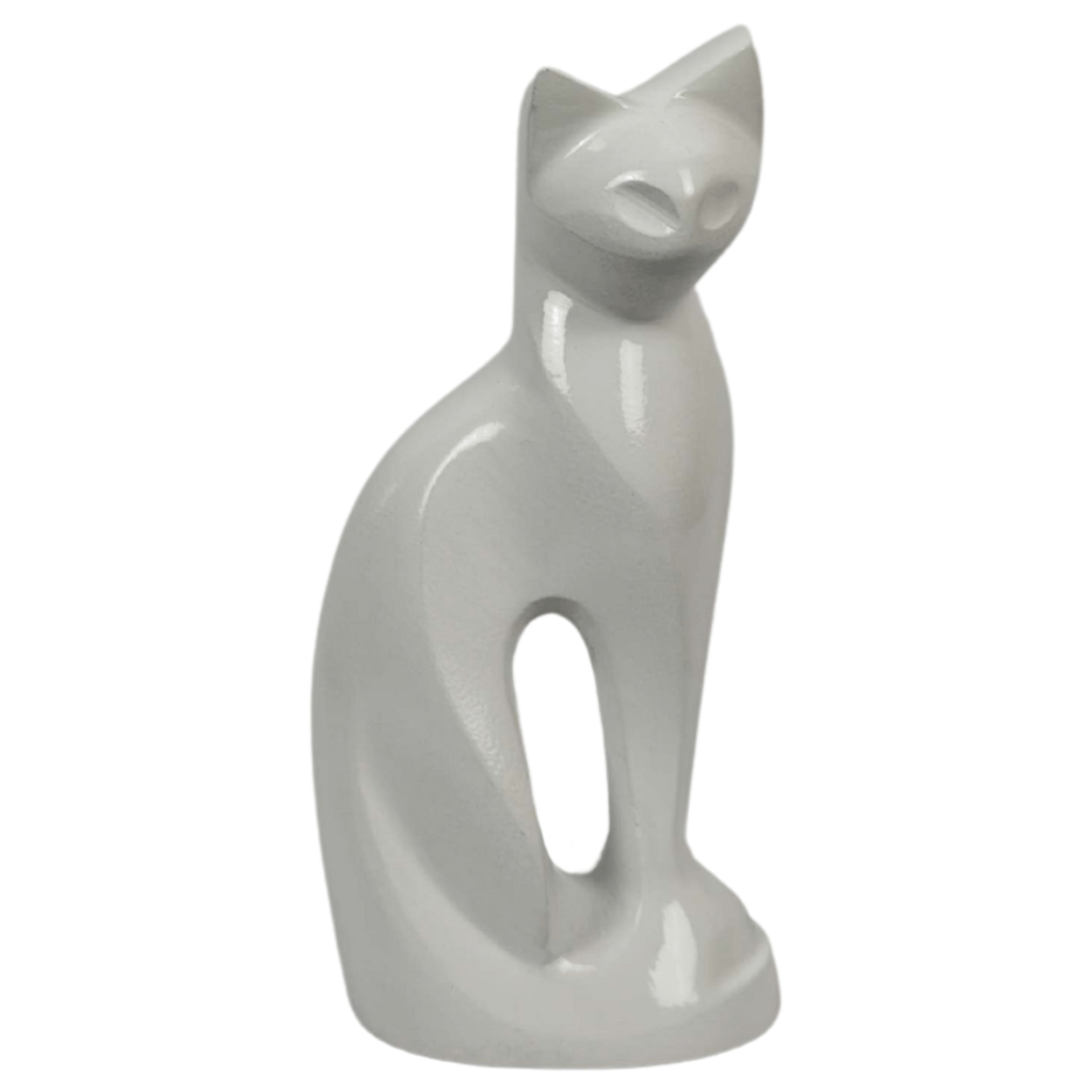 White Cat Aluminium Keepsake Cremation Urn