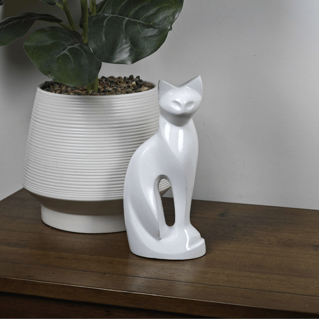 White Cat Aluminium Keepsake Cremation Urn