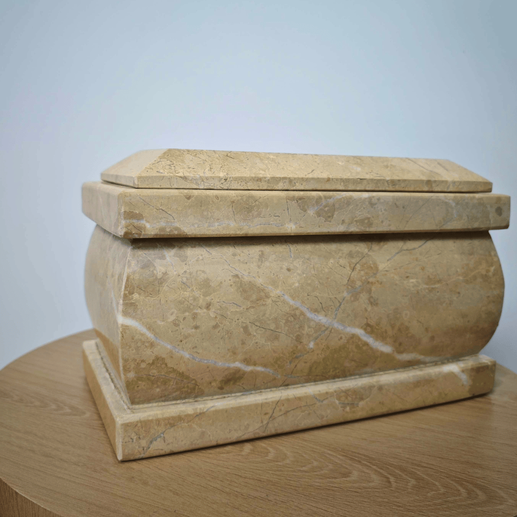 Beige Rectangle Marble Cremation Urn