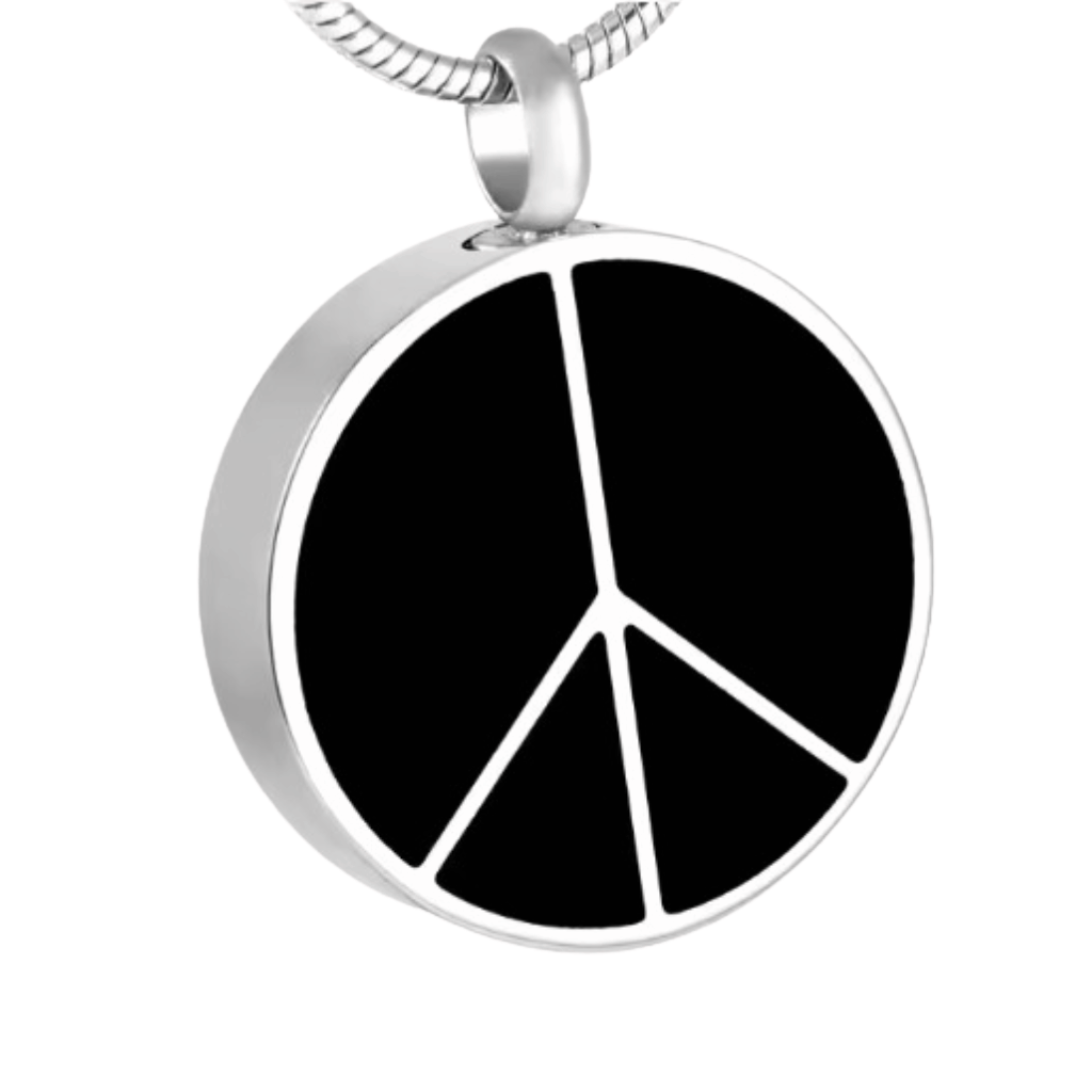 Peace Symbol Cremation Necklace Stainless Steel