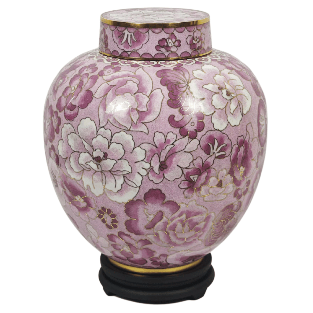 Floral Pink Cloisonne Urn