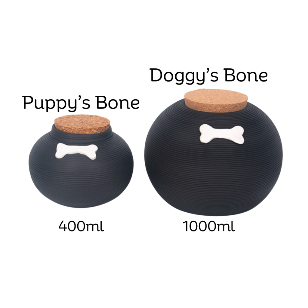 Textured Bone Black Small Ceramic Urn