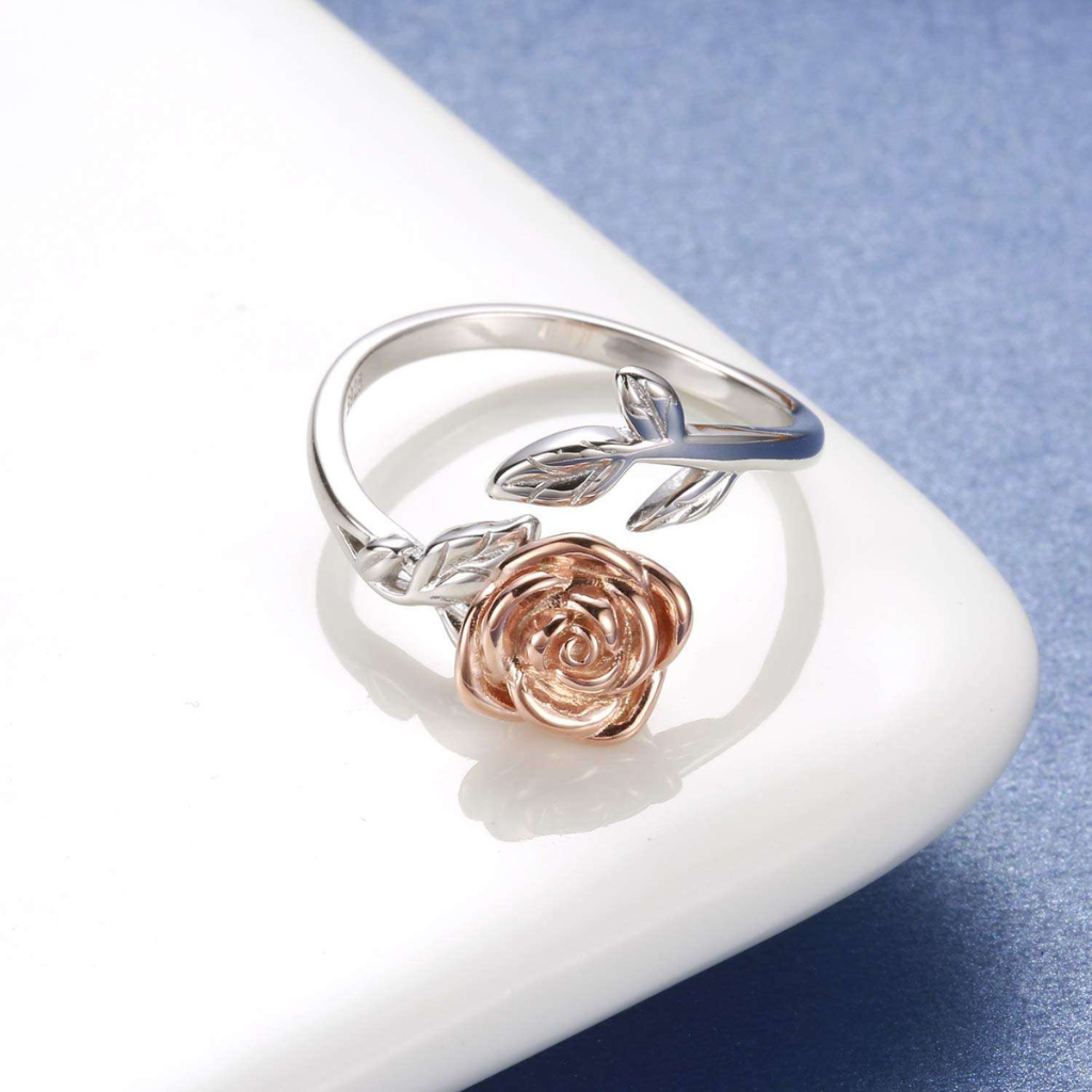 Rose Cremation Ring Sterling Silver