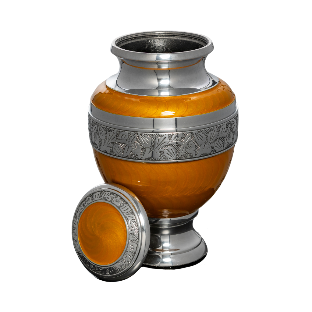 Pearl Overlay Elevated Orange Aluminium Urn