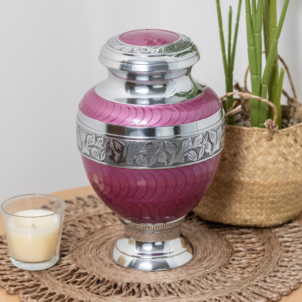 Pearl Overlay Elevated Purple Aluminium Urn