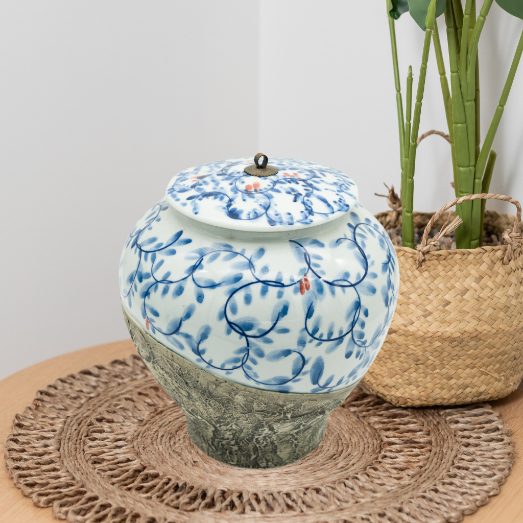 Blue Vines Porcelain Cremation Urn