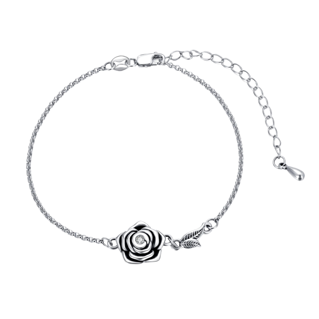 Silver Flower Cremation Bracelet Sterling Silver