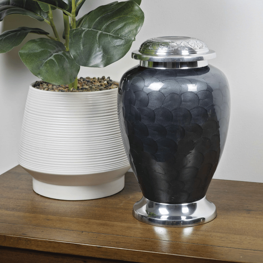 Grey Pearl Aluminium Cremation Urn