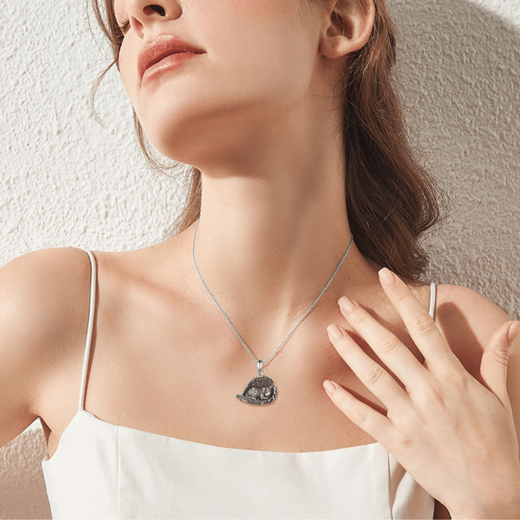Black Dog With Wings Cremation Necklace Sterling Silver