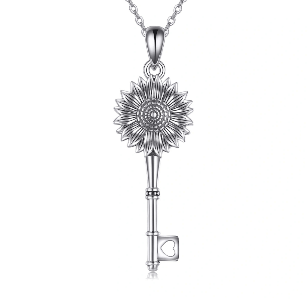 Sunflower Key Cremation Necklace Sterling Silver