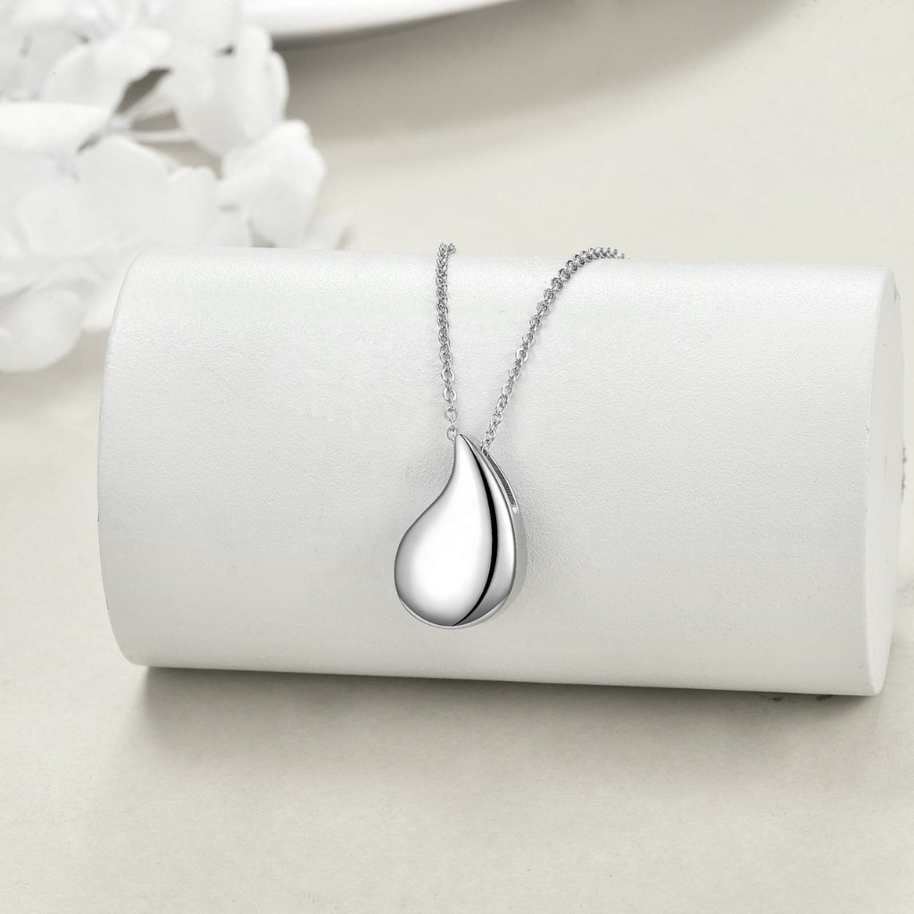 Teardrop Cremation Necklace Sterling Silver