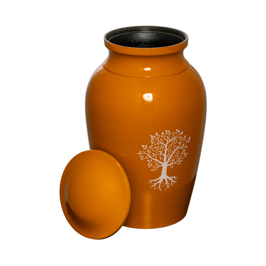 Tree Orange Aluminium Urn