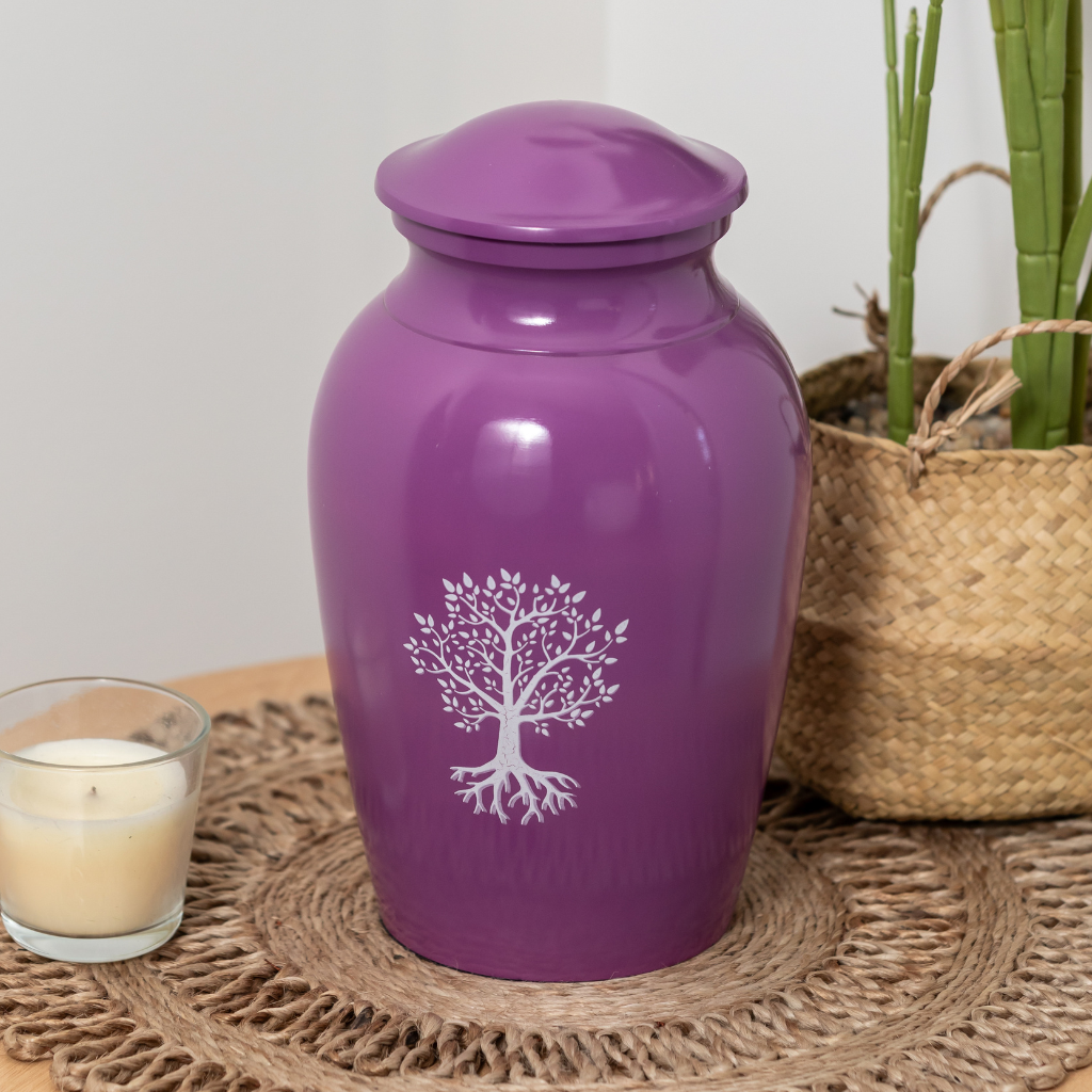 Tree Purple Aluminium Urn