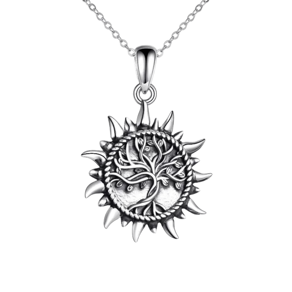 Tree Sun Cremation Necklace Sterling Silver
