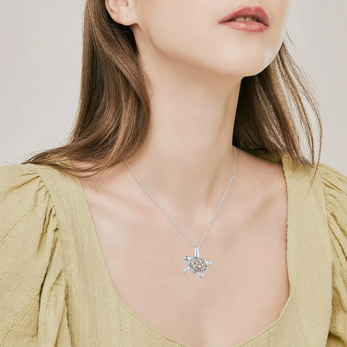 Hollow Turtle Cremation Necklace Sterling Silver