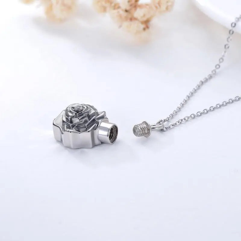 Black Rose Cremation Necklace Sterling Silver