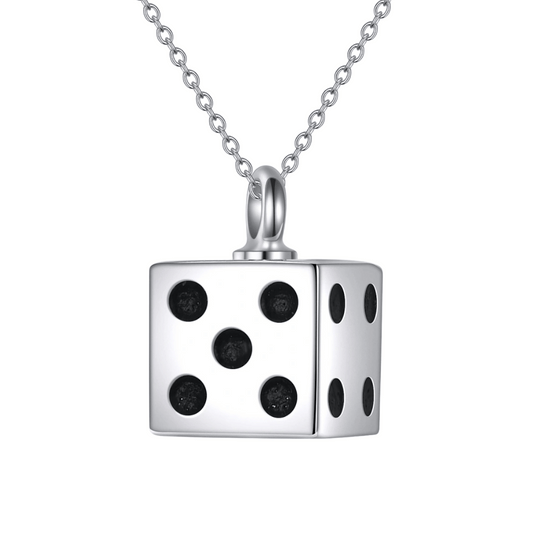 Dice Cremation Necklace Sterling Silver