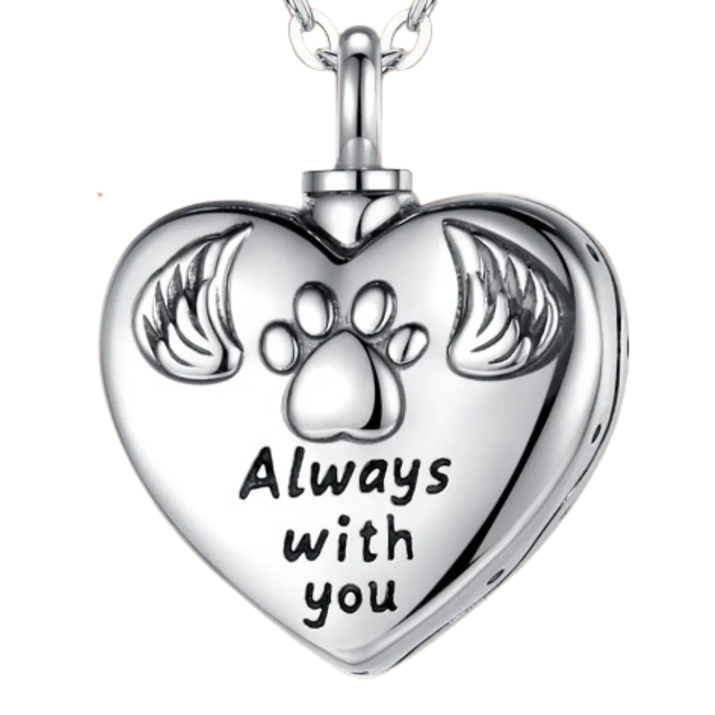 Always With You Paw Print Cremation Necklace Sterling Silver