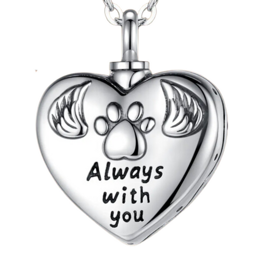 Always With You Paw Print Cremation Necklace Sterling Silver