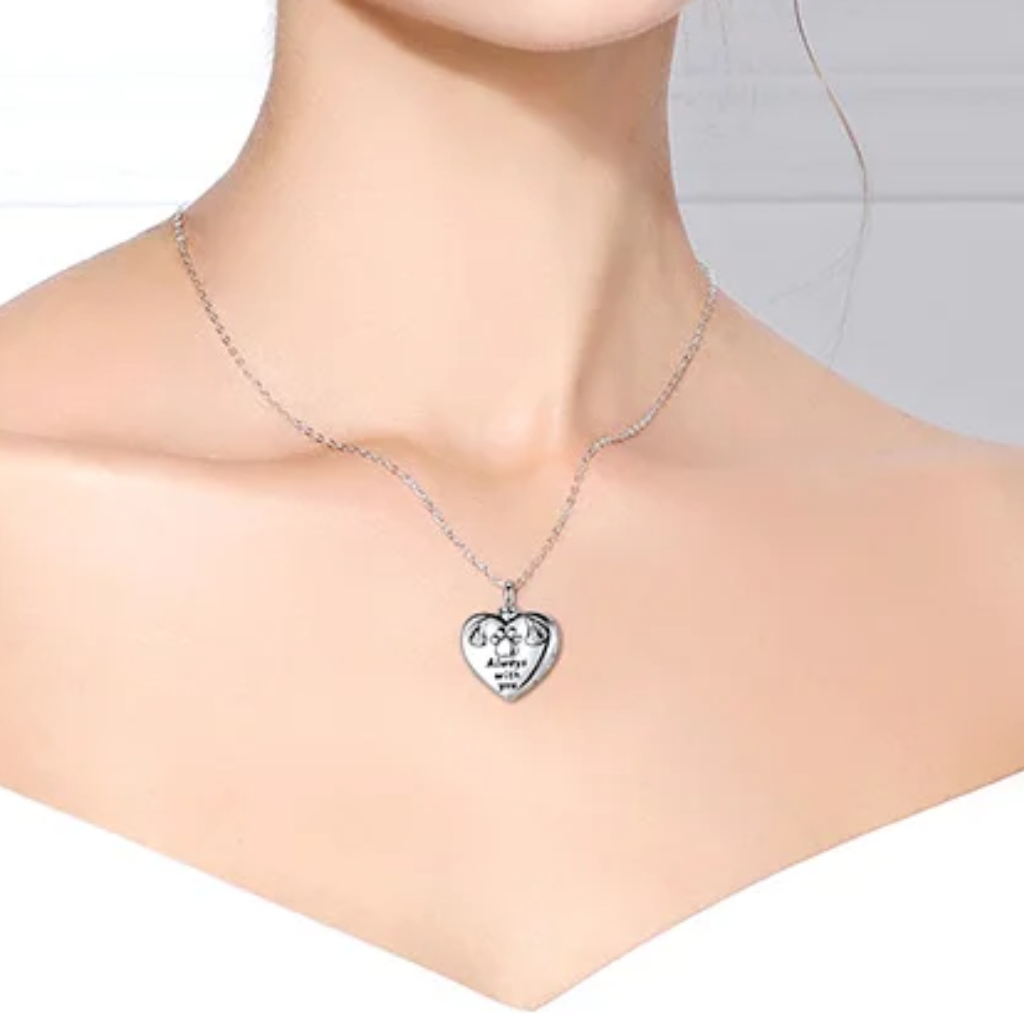 Always With You Paw Print Cremation Necklace Sterling Silver